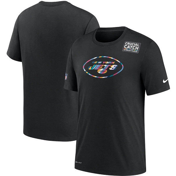 New York Jets 2020 Black Sideline Crucial Catch Performance NFL T-Shirt (All Size)